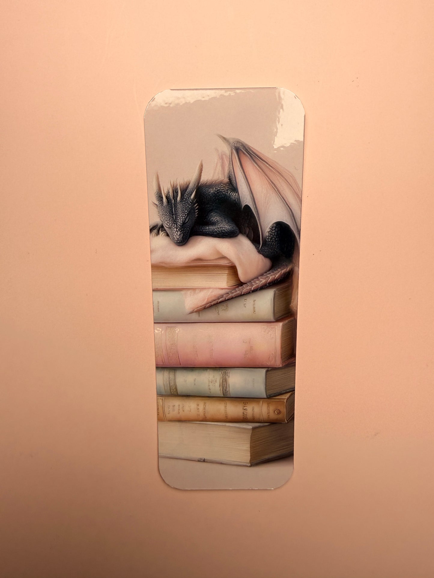 Dragon Reading Bookmark – Cozy Fantasy Book Stack Bookmark for Readers