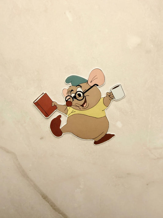 Gus Gus reading Sticker – Cozy Book Lover Vinyl Decal