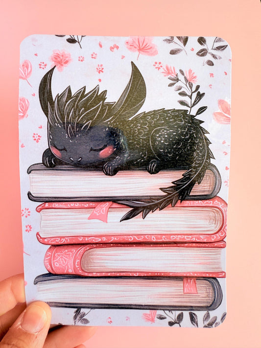 Sleepy Dragon Kindle Insert – Shipped Fantasy Kindle Decor, Cozy Book Stack Aesthetic, Bookish Reader Gift - The Sticker Era