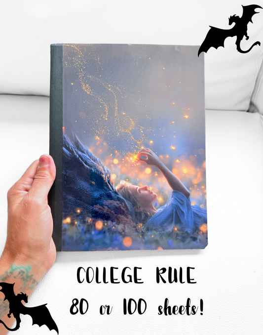 Dragon composition notebook with laminated fantasy cover, college ruled
