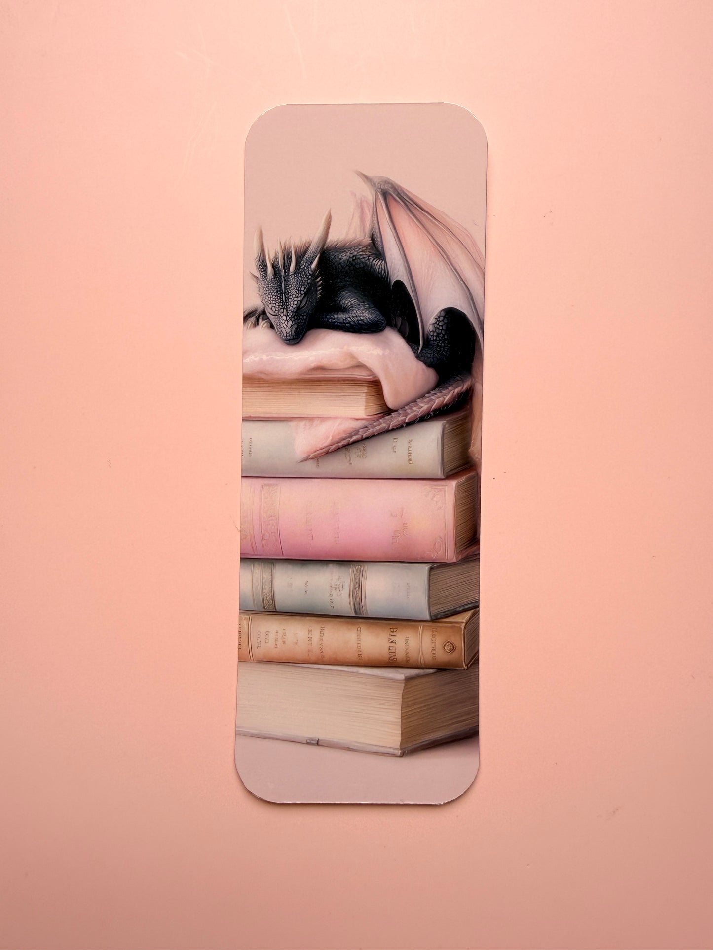 Dragon Reading Bookmark – Cozy Fantasy Book Stack Bookmark for Readers