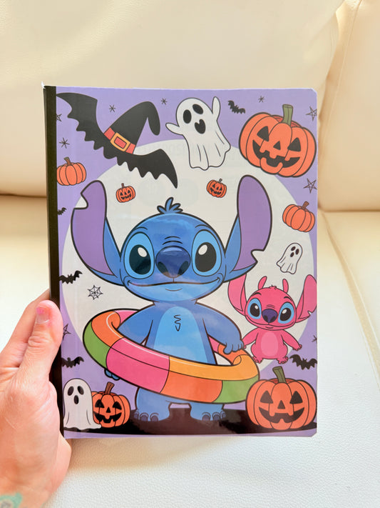 Cute Halloween lilo and stitch Composition Notebook – College Ruled | 80 or 100 Sheets (Laminated Cover) - The Sticker Era