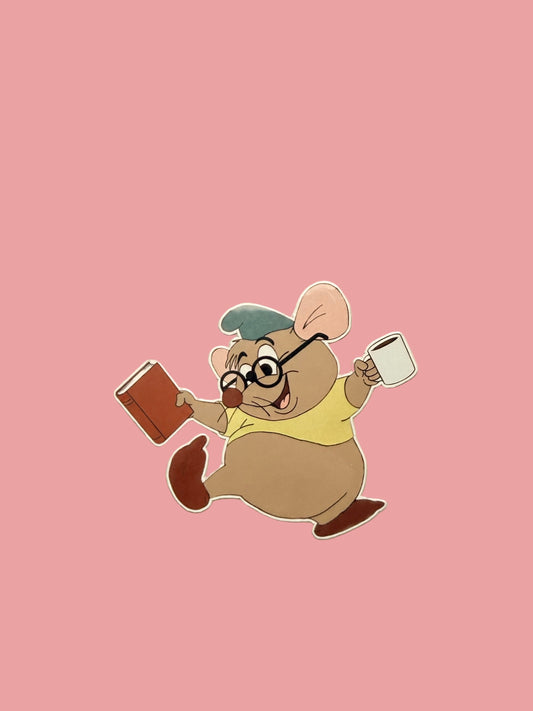 Gus Gus reading Sticker – Cozy Book Lover Vinyl Decal