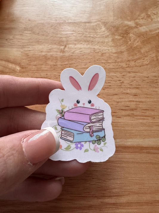 Adorable Bookish Bunny Vinyl Decal - Cute Rabbit Reading Sticker for Journals, Laptops & Book Lovers - The Sticker Era