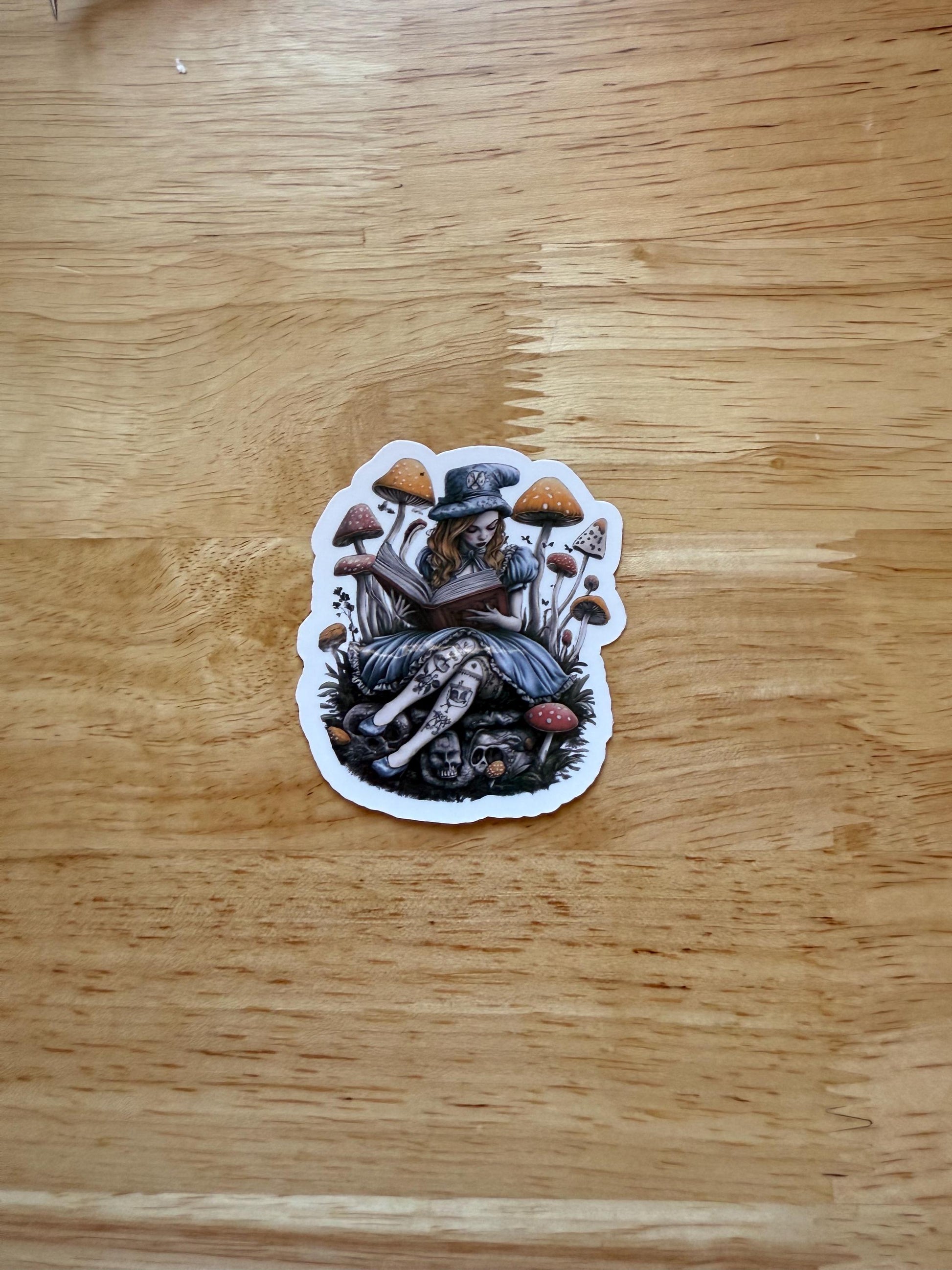 Alice in Wonderland Sticker | Vintage Book Lover Vinyl Decal | Mad Hatter's Hat Journaling Sticker | Literary Fantasy Gift | Whimsical Reader Accessory - The Sticker Era