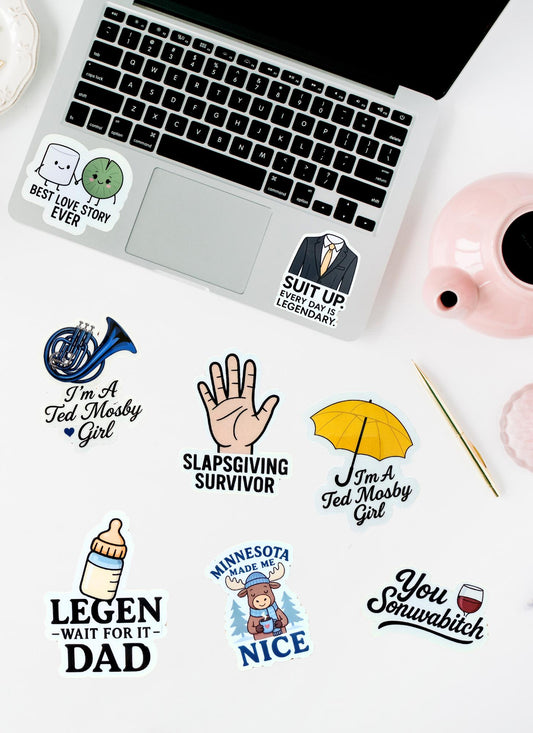 HIMYM Sticker Pack of 8 – Vinyl Decals Inspired by How I Met Your Mother - The Sticker Era