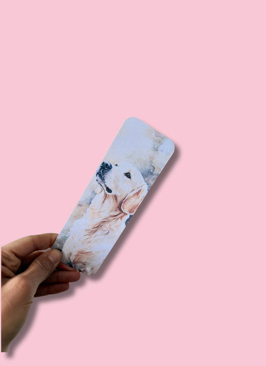 English Cream Golden Retriever Bookmark – Elegant Vinyl Decal for Dog Lovers & Readers - The Sticker Era
