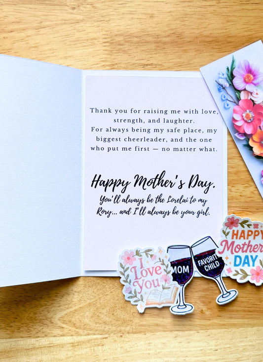 Mother’s Day Card|Lorelai & Rory Inspired|Bookish Mom Gift | Funny Card for Mom | Optional Gift Bundle with Stickers Bookmark, gifts for her - The Sticker Era