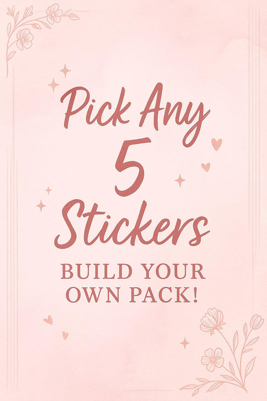 Custom Bookish Vinyl Sticker Pack – Pick Any 5 Book Lover Decals for Journals & Planners - The Sticker Era