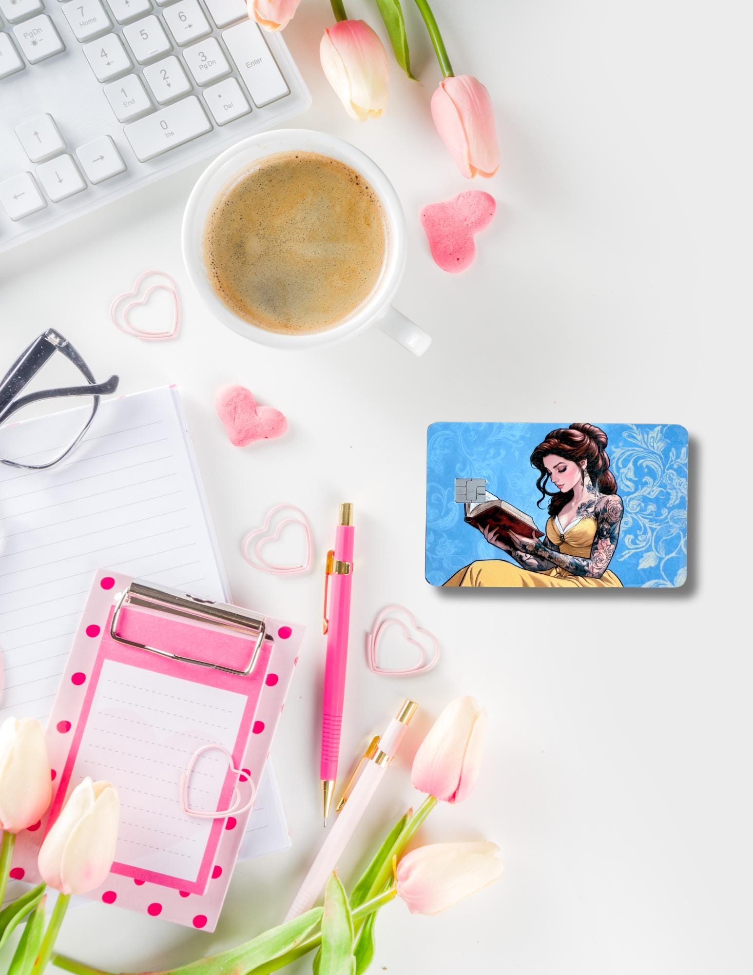 Tattooed Belle Debit Card Skin | Bookish Fantasy Vinyl Cover | Edgy Princess Damask Card Sticker | Fairytale Reader Gift | Disney Fan Accessory - The Sticker Era
