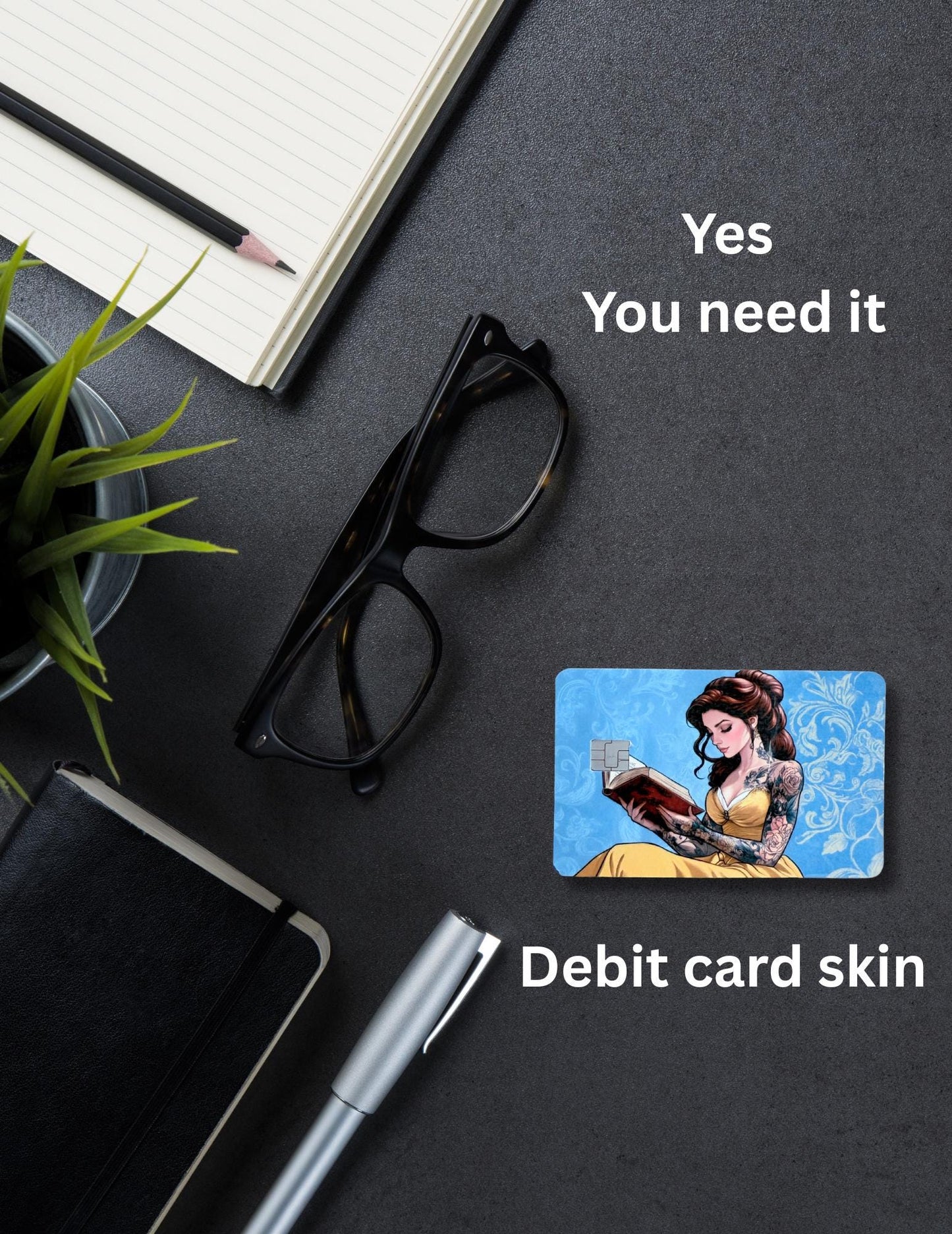 Tattooed Belle Debit Card Skin | Bookish Fantasy Vinyl Cover | Edgy Princess Damask Card Sticker | Fairytale Reader Gift | Disney Fan Accessory - The Sticker Era