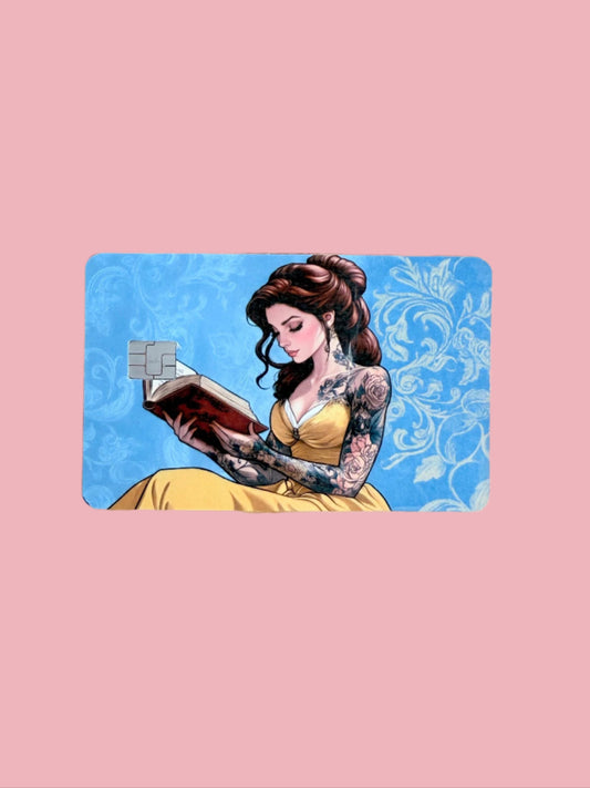 Tattooed Belle debit card skin with fantasy damask design for bookish Disney fans