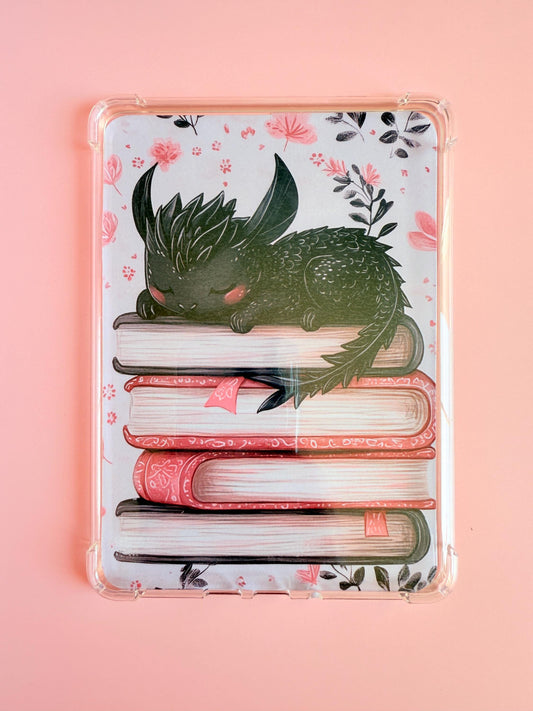 Sleepy Dragon Kindle Insert – Shipped Fantasy Kindle Decor, Cozy Book Stack Aesthetic, Bookish Reader Gift - The Sticker Era