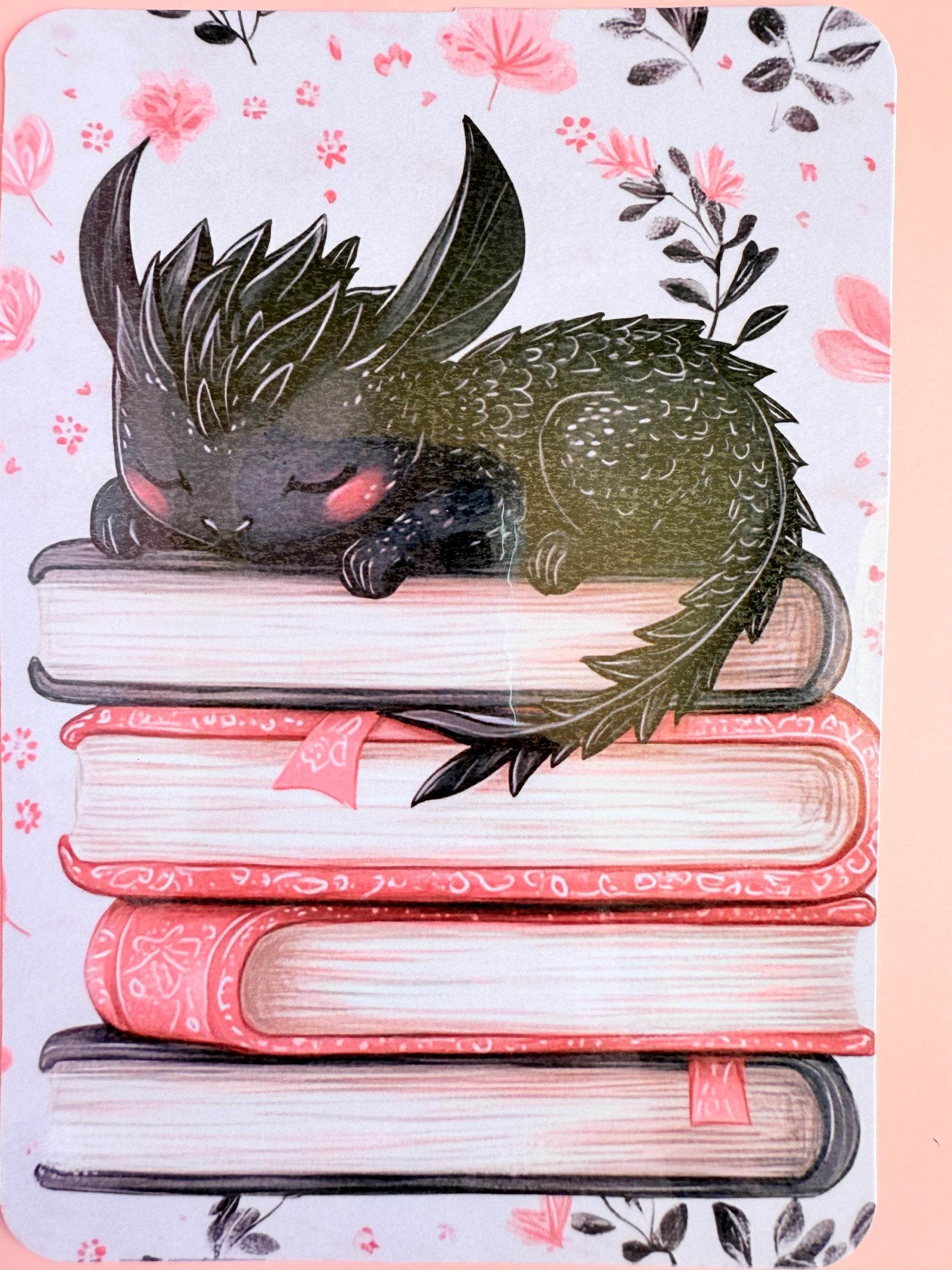 Sleepy Dragon Kindle Insert – Shipped Fantasy Kindle Decor, Cozy Book Stack Aesthetic, Bookish Reader Gift - The Sticker Era