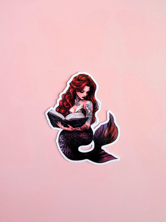 Tattooed Mermaid Book Sticker – Dark Siren Vinyl Sticker for Fantasy Lovers, Romance Readers & Aesthetic Kindle Decor|dark fantasy|ruby gift - The Sticker Era